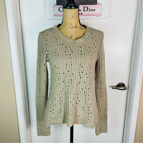 FREE PEOPLE Chunky Knit Sweater Sweatshirt Size Medium Collared Casual Weekdays - Picture 6 of 11